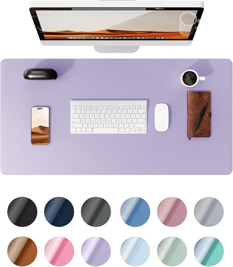 YSAGi Leather Desk Mat Large 60x35 cm Non-Slip Waterproof Purple Desk Pad