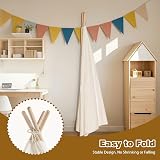 Wilwolfer Kids Teepee Tent Foldable Playhouse with 4 Poles White Canvas view 7