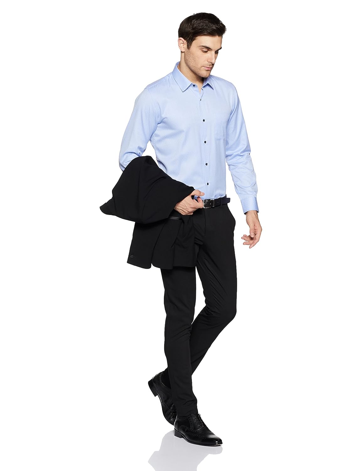 peter england men's plain slim fit formal shirt