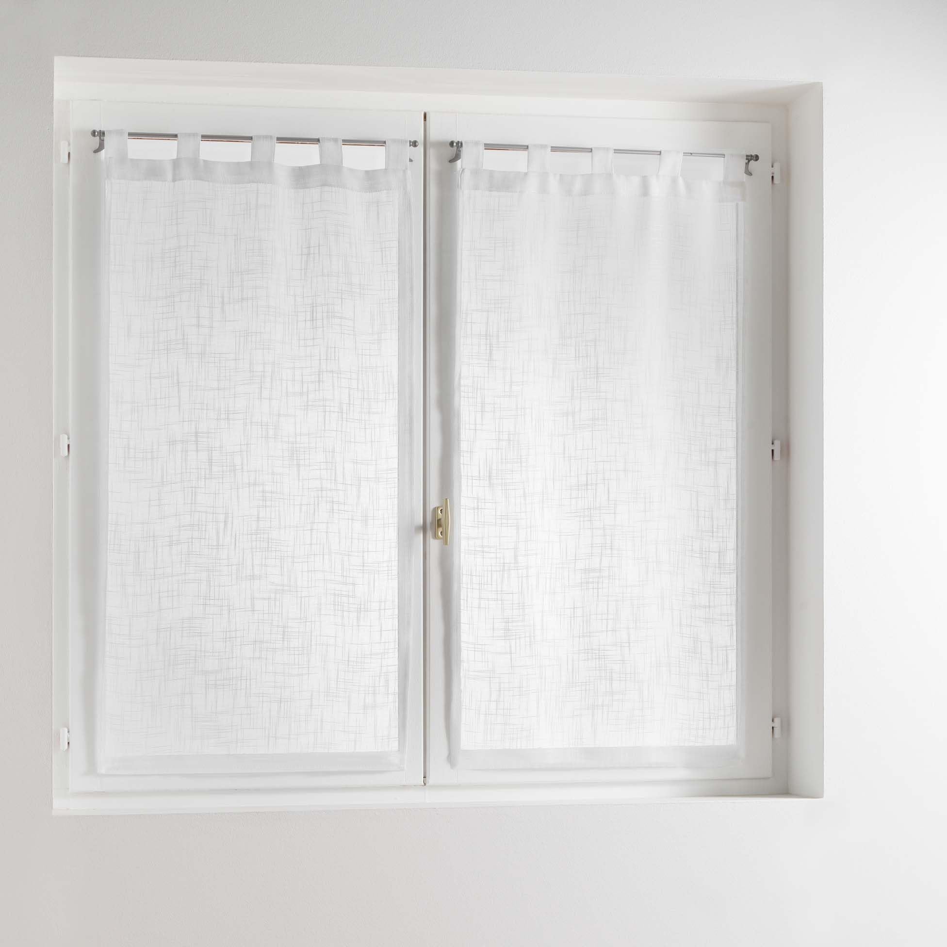 Douceur d'Intérieur Haltona Pair of Straight Loops Linen Look Haltona Weave Polyester, White, 120 x 60 cm