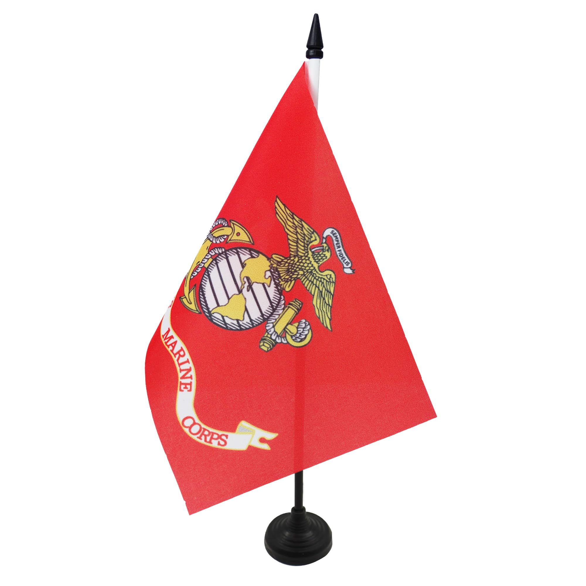 AZ FLAG USA Old Marine Table Flag 5'' x 8'' - American Office Decoration 100% Polyester 21 x 14 cm - Mini Desk Flag with Pole and Black Plastic Base