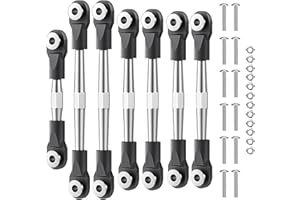 QUZMUFI 7Pcs Aluminum Alloy Adjustable Turnbuckles Camber Link with Rod Ends Sets Fit for 1/10 Traxxas Slash 4x4/2WD/Hoss 4X4 VXL/2WD/Rustler 4X4 VXL/2WD/Stampede 4X4 VXL /2WD Upgrades,Black