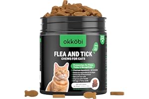 Cat Flea and Tick Chews for Cats & Kittens - 200 Chews - Flea & Tick Control - Packed with Vitamins B1, B6, B12 & E - Tuna