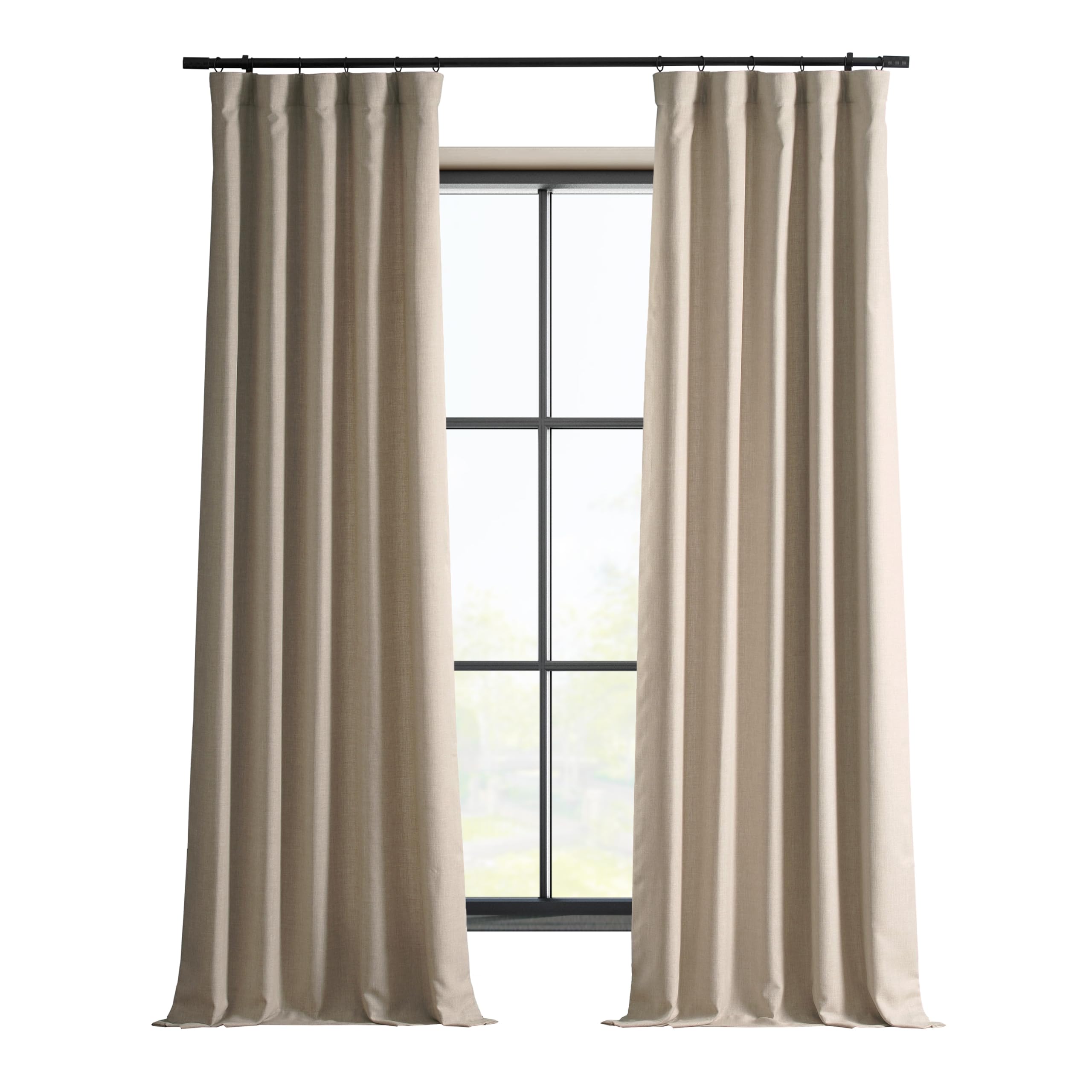 HPD Half Price Drapes Italian Faux Linen Curtains 96 Inches Long Room Darkening Curtains for Bedroom and Living Room 50 X 96, (1 Panel), Sepia Beige