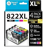 Smart Ink Remanufactured Ink Cartridge Replacement for Epson 822XL 822 XL T822XL to use with WF-3820 WF-4820 WF-4830 WF-4834 Workforce Pro Printers (BK &amp; C/M/Y, 4 Combo Pack)