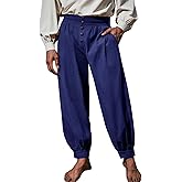 Runcati Mens Medieval Pirate Pants Renaissance Viking Knicker Colonial Halloween Cotton Gothic Costume Trousers