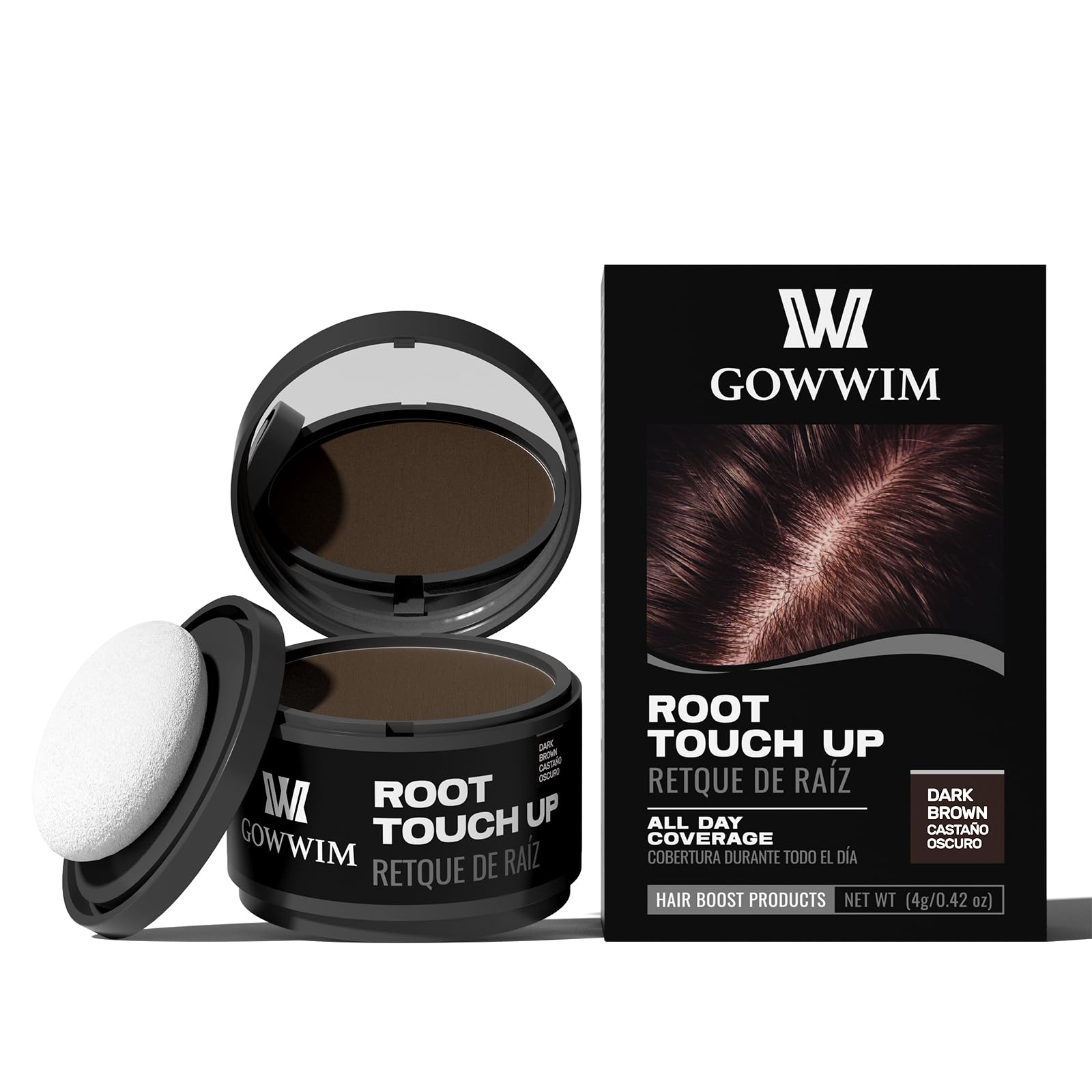Gowwim Root Touch up Powder, Instantly Gray Hair Cover up Hairline Powder for Women & Men Waterproof and Sweatproof Root Cover Up Long-Lasting for Thinning & Loss Hair