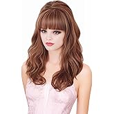 Rugelyss Vintage Long Wavy Ginger Mixed Blonde Wig with Bang Retro Big Bouffant Beehive Wigs fits 60s 70s 80s Costume or Halloween Party