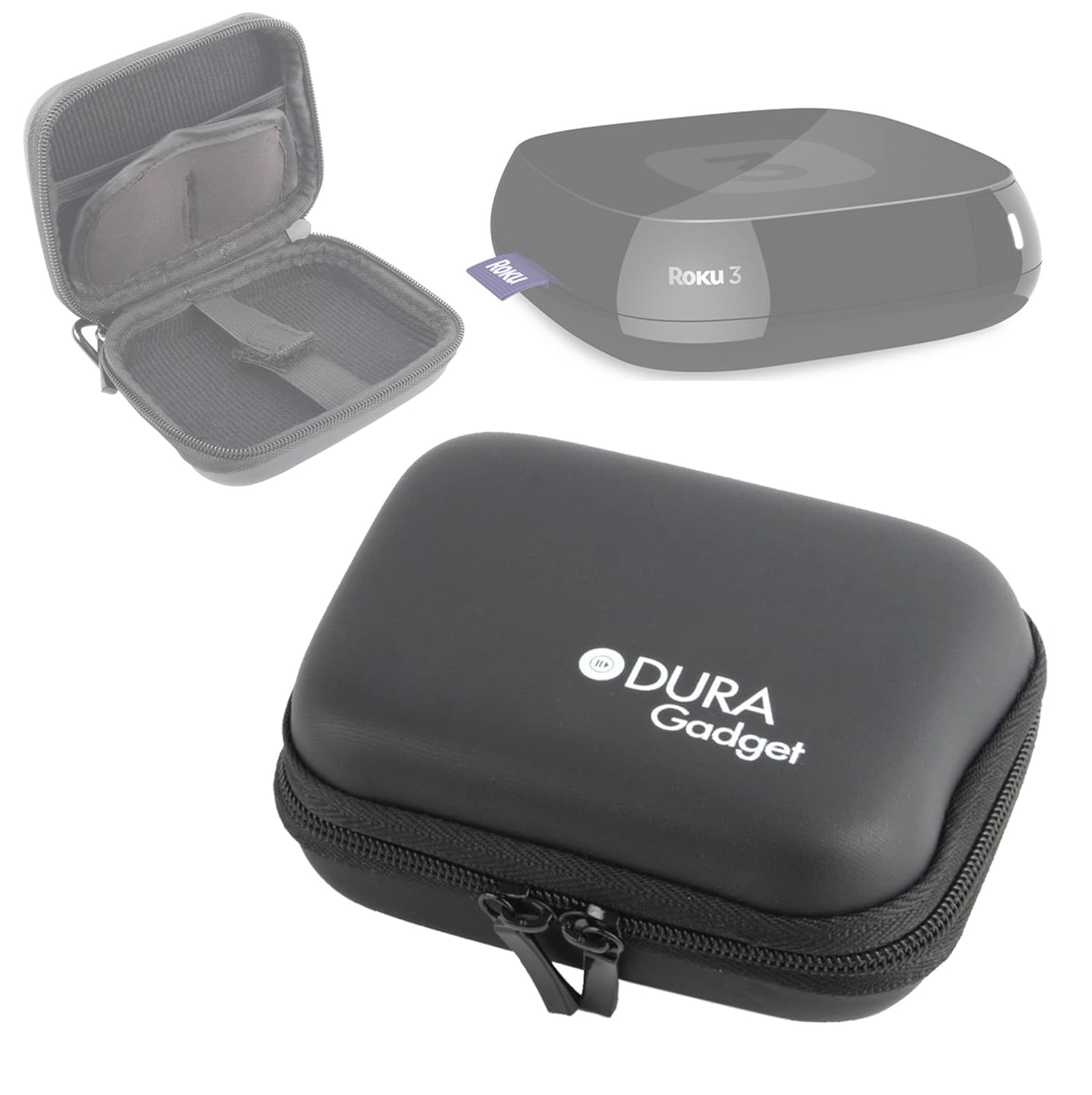 DURAGADGET Premium Black Shell Carry Case with Belt Clip - Suitable for The Roku 3 TV Streaming Player