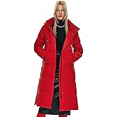 Orolay Women's Thickened Long Down Jacket Winter Down Coat Hooded Puffer Jacket with Side Zipper