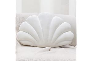 Sioloc Shell Pillows,Seashell Shaped Accent Throw Pillows,Decorative Pillow Cushion Floor Pillow for Couch Bed(Ivory,18 X 13 in)