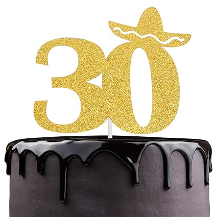 Fiesta 30th Birthday Cake Topper Gold Glitter Sombrero Baby S