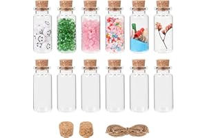 MIUKADA Mini Glass Bottles with Cork 10 ml, 12 Pack Tiny Bottles with Cork, Potion Bottles, Small Bottles with Cork, Mini Vials with Corks, Spell Jars, Mini Sand Bottles for Crafts, Decoration, Party Favors