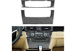 NVCNX Real Premium Carbon Fiber Car Dashboard CD AC Panel Cover Interior Dash Trim Compatible with BMW 3 Series E90 E92 E93 325i 328i 330i 335i M3 2006-2013 Accessories Black - B