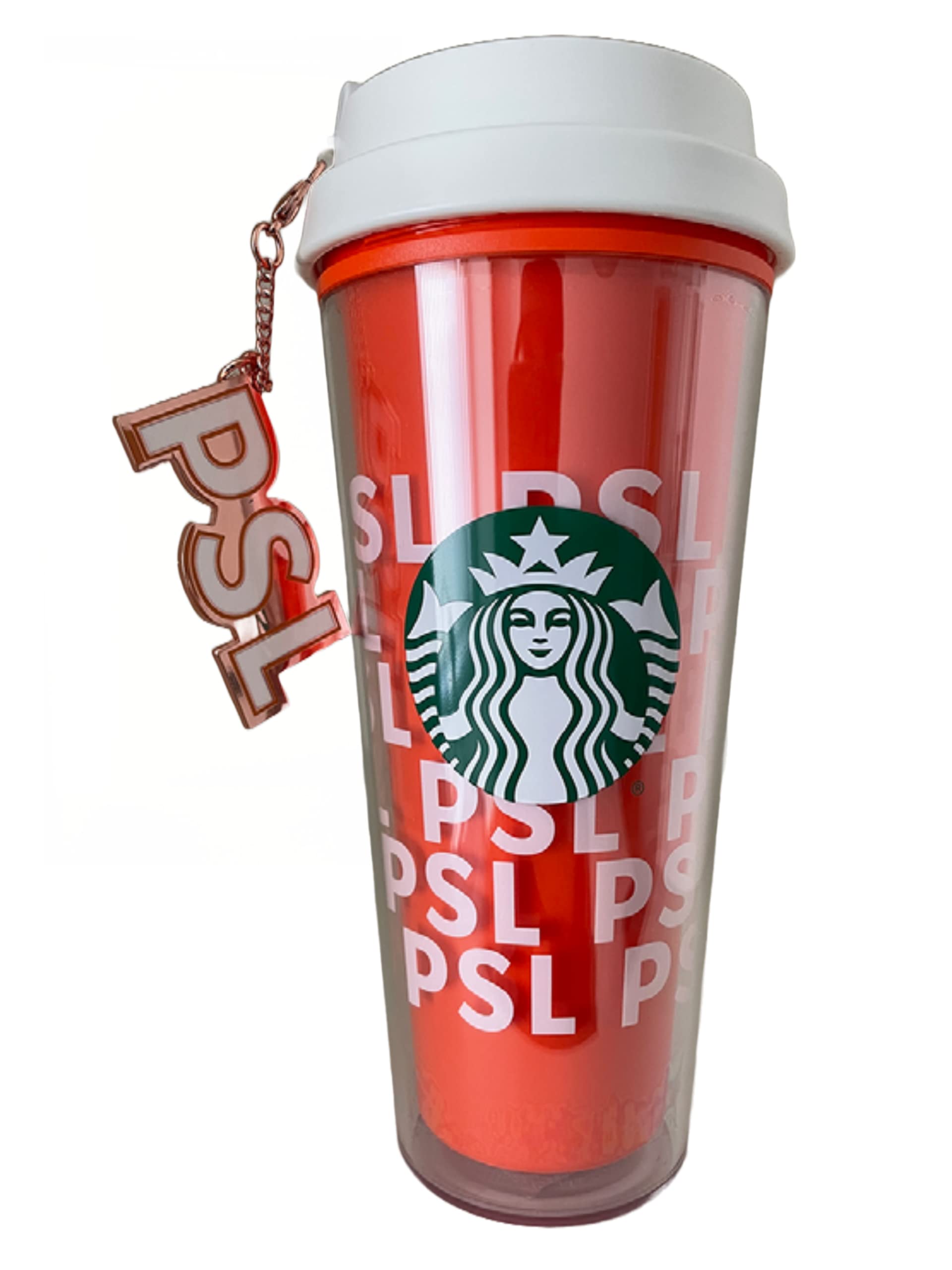 STARBUCKS PSL Pumpkin Spice Latte Tumbler with Lid, Handle and Charm 16 fl oz