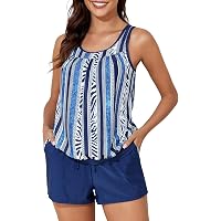 Plus Size Bathing Suits With Tummy Control Two Piece Tankini Swimsuit With Bikini Bottoms From Homepro14, $23.17