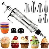 FANTEXY Dessert Decorating Syringe Set, Stainless Steel Icing Piping Kit | Cake Decorating Tools, 6 Piping Icing Nozzles, Cupcake Decorating Kit