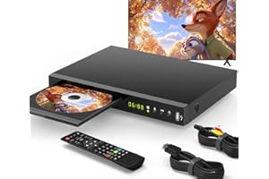 NUTROMO Blu Ray DVD Player Dolby Digital TrueHD/DTS and 1080P Full HD, Play All DVDs and Region A 1 Blu-Rays, Support Max 128G USB Flash Drive + HDMI/AV/Coaxial Output + Built-in PAL/NTSC with HDMI/AV Cable