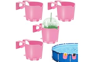 Zhitaoxun 4Pack Pool Cup Holders,Poolside Cup Holder for Above Ground Pools with 2 Inche or Less Round Top Bar,No-Spill Pool Drink Holder,Easy to Clip on Pool(4, Pink)