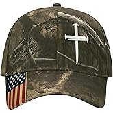 Adjustable Jesus 3 Nails Cross Hat with American Flag – Christian Cross Baseball Cap, Religious 3 Nails Design Faith Hat for Men & Women, Lord Savior Christian Gift Camouflage