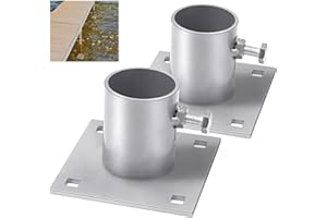 Desunqin 4-3/5" Stationary Dock Base Plate Hardware Stationary Dock Hardware Galvanized, Heavy Duty Dock Foot Plate with 2/5"