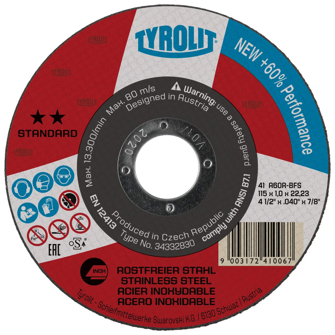 TYROLIT 368016 Super-Thin Cutting Disc for Stainless Steel - 100 x 1.6 x 16 mm (Pack of 25)