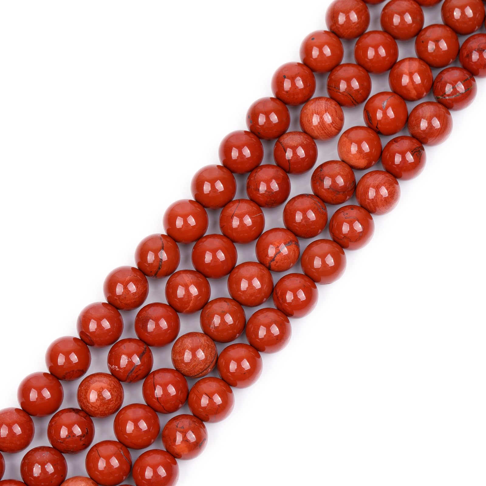 GEM-Inside Natural 10mm Red Jasper Round Gemstone Semi Precious Loose Beads for Jewellery Making 15''
