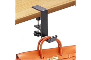AANXUFA Purse Hook for Table, Bag Hook for Desk, Women's Handbag Holder Backpack Hangers, Metal Adjustable Arm Clamp-on Under Desk Hooks for Hanging