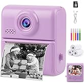 Kids Instant Print Camera,1080P Digital Camera for Kids with 32GB Card & 3 Rolls Printing Paper,4 6 7 8 9 10 Year Old Girls Boys Christmas Birthday Gifts, Instant Print Toys for Girls 6-8 8-10(Purple)