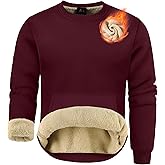 ZITY Men's Sherpa Lined Sweatshirt Heavyweight Fleece Crewneck Sweatshirts Kangaroo Pocket Thick Winter Long Sleeve Pullover