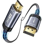 JSAUX DisplayPort to HDMI Cable 10FT 4K@30Hz, DP Source to HDMI Display,UHD | Uni Directional,1440P/2K@60Hz for Dell Monitor Projector Desktop AMD NVIDIA Lenovo HP, Nylon Braided HDTV Cord
