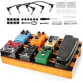 Wooden Pedal Board Guitar Effects 2-in-1 Pedalboard, 17.3" Big Capacity Pedalboard with Cable Supply Pedalboard Set Guitar Accessories