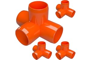 FORMUFIT 1-1/4” 4-Way Tee Furniture Grade PVC Fitting in Orange, Made in USA, UV-Resistant, Impact-Proof, 1.660” Actual Socket Diameter (Pack of 4) - F1144WT-OR-4