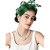 SWEETV Fascinators Headband with Feather, Women's Tea Party Hat for Kentucky Derby, Cocktail, Wedding, Fancy Dress Party