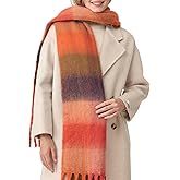 HOTIAN Women's Large Scarf Colorful Chunky Plaid Scarves Soft Winter Thick Tassel Warm Wrap Shawl