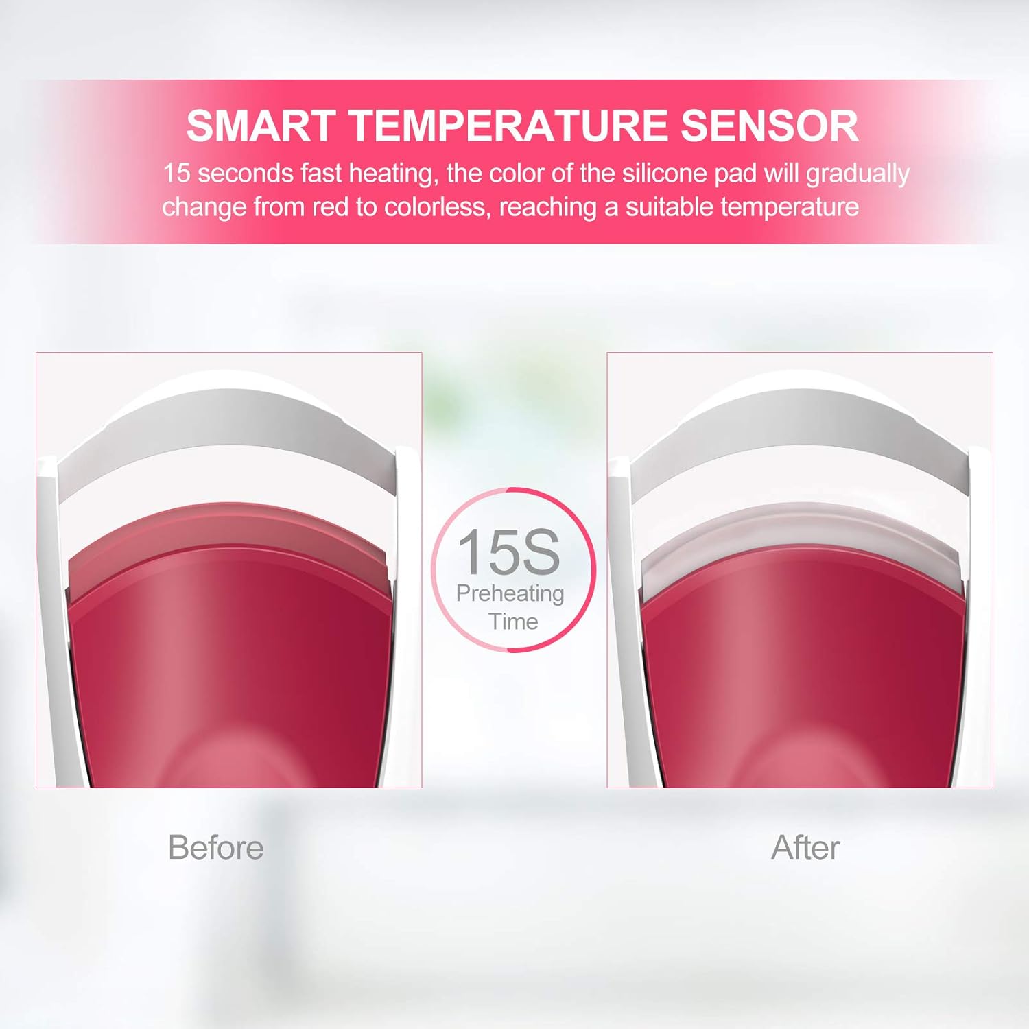 TOUCHBeauty Heated Eyelash Curler, Electric Lash Curler Safe with Smart Silicone Heating Pads and Efficient with Fast Heating Up Perfect for All Eye Shapes, Natural Curling and Long Lasting (Red) : Beauty