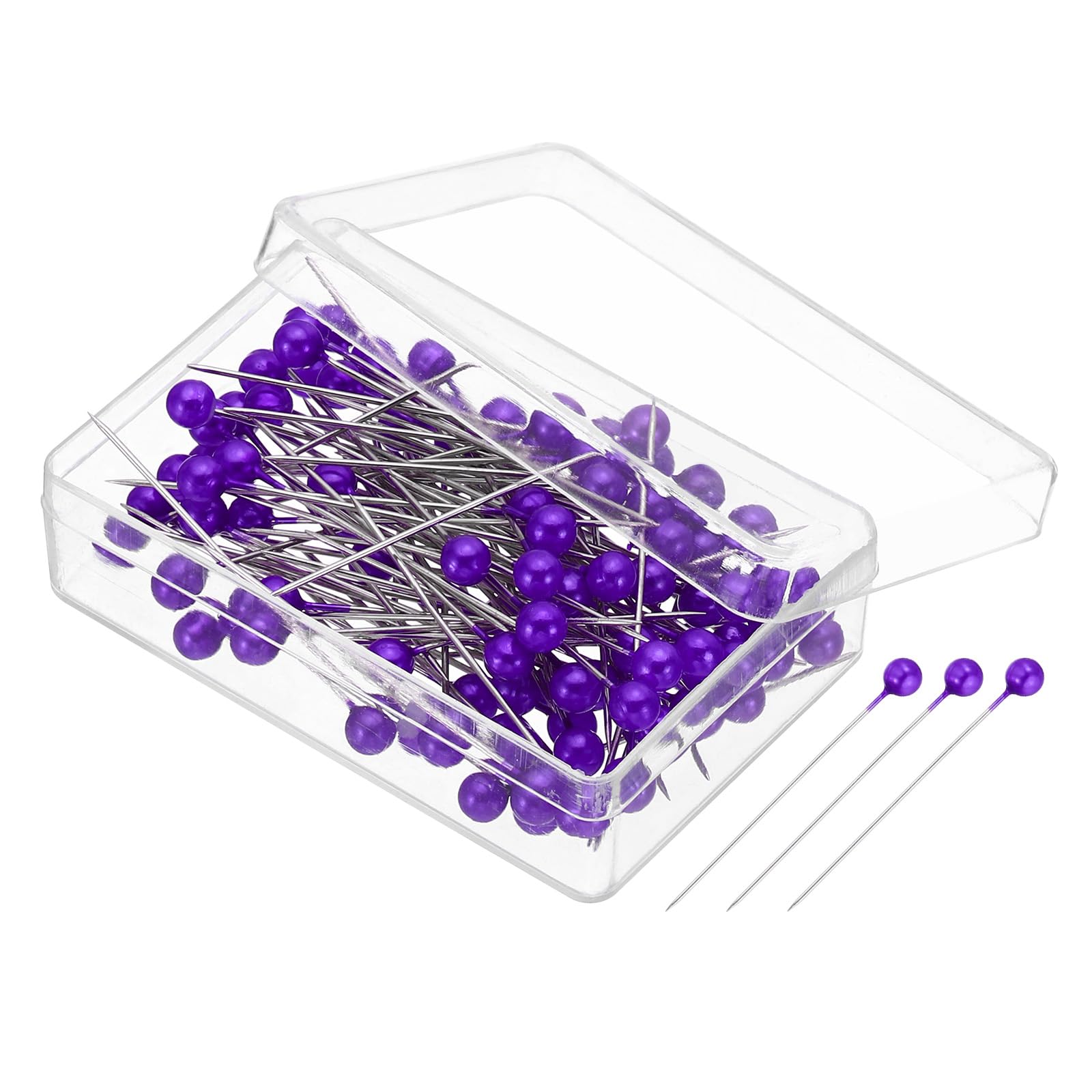 PATIKIL Sewing Pins, 500 Pcs 1.5 Inch Straight Pin with Plastic Pearlized Ball Head for Fabric, Decorative, Jewelry DIY, Craft and Sewing Project, Dark Purple