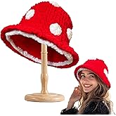 gagift world Mushroom Hat, Funny Knit Winter Hats for Women Spotted Crochet Bucket Hats for Woman Birthday Christmas Valentine's Day Gifts for Her