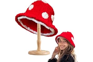 gagift world Mushroom Hat, Funny Knit Winter Hats for Women Spotted Crochet Bucket Hats for Woman Birthday Christmas Valentine's Day Gifts for Her