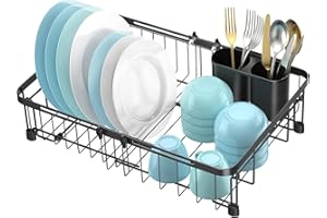 Ceecysaa Dish Drying Rack, Expandable Over the Sink Dish Drying Rack,Adjustable Dish Rack in Sink,Dish Drainer with Utensil R