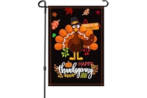 Akeydeco Thanksgiving Garden Flag,Happy Thanksgiving Flags 12 x 18 Inch House Flag Double-Sided 2 Layer Turkey House Flag For Decoration