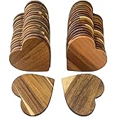 36 Pack 4 Inch Heart Shaped Coaster for Valentine's Day Acacia Wood Drink Coasters for Fathers Day Acacia Wood Cup Coasters for Mothers Gifts and Crafts