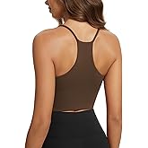 ODODOS Halter Sports Bra for Women Non Padded Strappy Cropped Tops Workout Yoga Crop