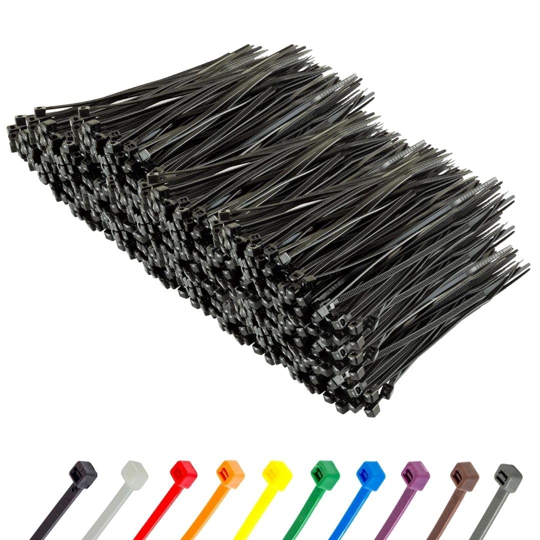 Gocableties Small Black Cable Ties, 100mm x 2.5mm, Bulk Pack of 1000, 4” Premium Nylon Zip Ties, Plastic Tie Wraps, Secure Self-Locking Mechanism, for Home, Garden, Office and DIY