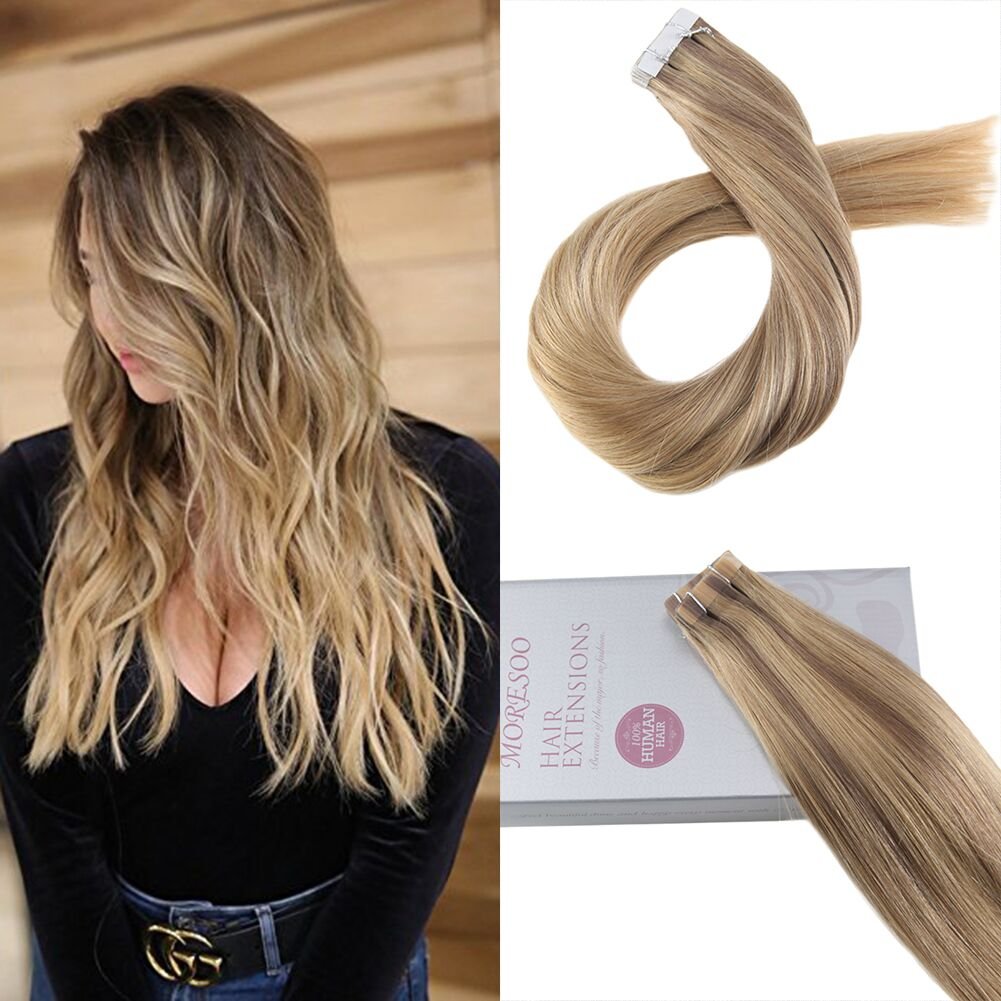 Moresoo 16inch Ombre Tape Hair Extensions Human Hair Tape