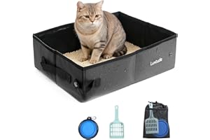 Luxtude Portable Litter Box for Cats, Collapsible with Travel Carrying Bag, No Odor and Waterproof for Car, Road Trip, Hotel Room