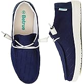 Betrue Women's Lightweight Boat Shoes, Casual Loafers, Slip On Deck Shoes, Breathable Canvas Sneakers