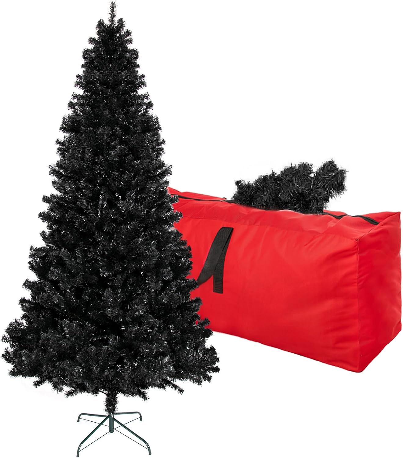 Trees - 7.5ft Black Artificial Christmas Tree, Halloween Tree with 1,600 Branch Tips, Premium North Valley Spruce with Fold-Able Base Stand, Xmas Tree for Home, Office, Shop Decoration