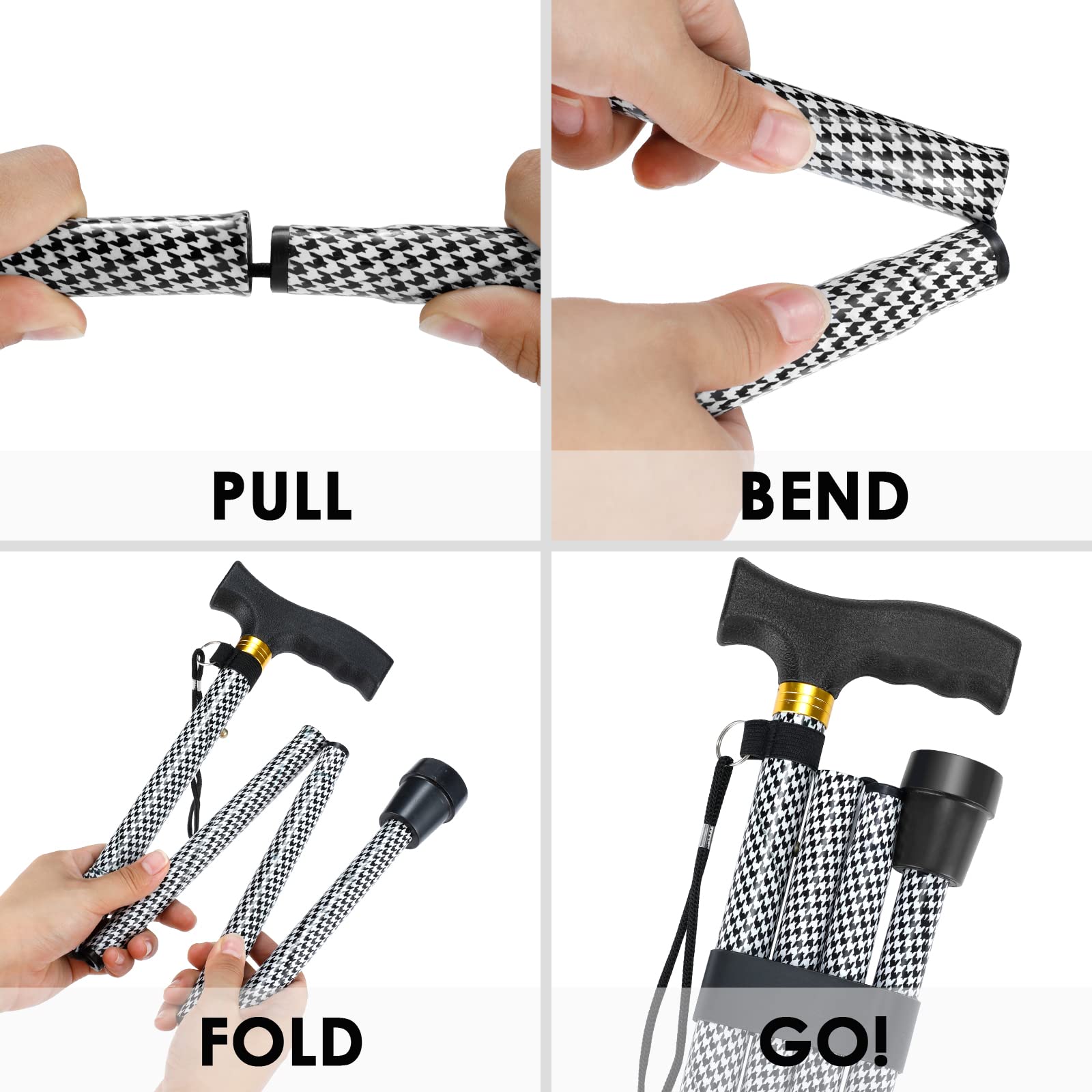Walking Cane PANZHENG Cane for Man/Woman | Mobility & Daily Living Aids | 5-Level Height Adjustable Walking Stick | Comfortable Plastic T-Handle Portable Walking Stick Folding Cane