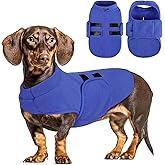 Queenmore Small Dog Sweater, Soft Fleece Vest Pullover Dog Jacket with Leash Hole, Warm Winter Dog Coats Cold Weather Doggy Dachshund Sweaters for Small Dogs Cats Boy or Girl (Blue, XS)